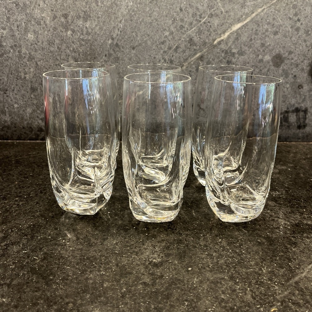 Luigi Bormioli Crystal Ravel Pattern Highball Tumbler 5 7/8" x 2 3/8" Set of 6